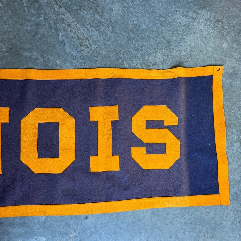 Vintage 1910-1920s Univeristy of Illinois Rectangle Banner Pennant HUGE 69
